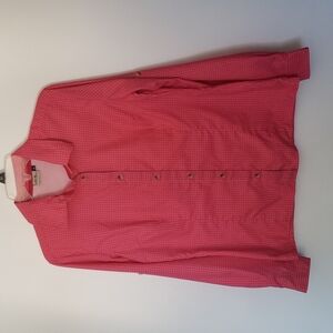 Rustic Ridge outdoors walking hiking plaid hot pink button down shirt
